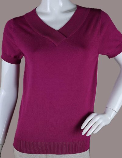 LADIES V- NECK SHORT SLEEVE JUMPER- EARTHLOOM APPARELS