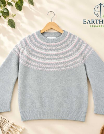 LADIES JACQUARD FLUFFY KNITED JUMPER - EARTHLOOM APPARELS